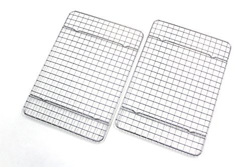 Product Cover Checkered Chef Cooling Racks for Baking - Quarter Size - Stainless Steel Cooling Rack/Baking Rack Set of 2 - Oven Safe Wire Racks Fit Quarter Sheet Pan - Small Grid Perfect to Cool and Bake