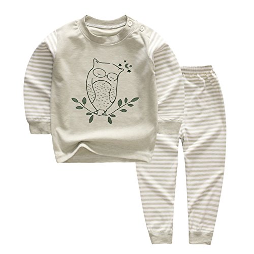 Product Cover YANWANG 100% Organic Cotton Baby Boys Girls Pajamas Set Long Sleeve Sleepwear(3M-6T)