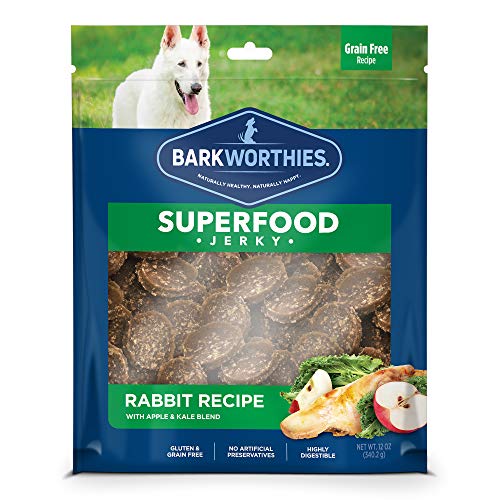 Product Cover Barkworthies All-Natural Superfood Dog Treats (12oz. Bag) - Rabbit with Apple & Kale Jerky Treats