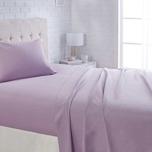 Product Cover AmazonBasics Microfiber Sheet Set - (Includes 1 bedsheet, 1 Fitted Sheet with Elastic, 1 Pillow Cover, Twin Extra-Long, Frosted Lavender)