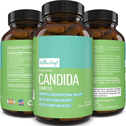 Product Cover Candida Detox Cleanse Complex with Probiotics Digestive Enzymes Oregano Leaf Extract for Weight Loss Digestive Health Energy Antibacterial Antimicrobial Supplement for Women & Men (60 CAP's)