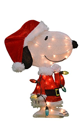 Product Cover ProductWorks 24-Inch Pre-Lit Peanuts Snoopy with Strand of Lights Christmas Yard Decoration, 35 Lights