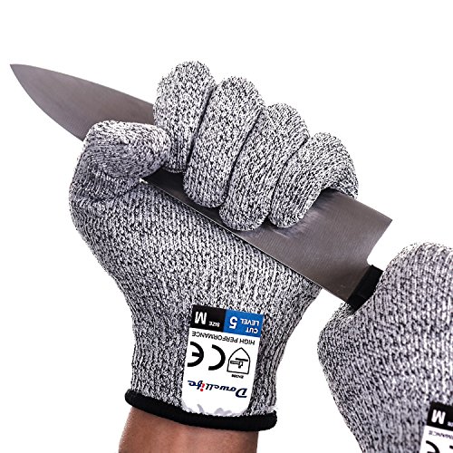 Product Cover Dowellife Cut Resistant Gloves Food Grade Level 5 Protection, Safety Kitchen Cuts Gloves for Oyster Shucking, Fish Fillet Processing, Mandolin Slicing, Meat Cutting and Wood Carving, 1 Pair (Large)
