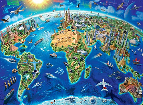 Product Cover Ravensburger -World Landmarks Map - 300 Piece Jigsaw Puzzle for Kids - Every Piece is Unique, Pieces Fit Together Perfectly
