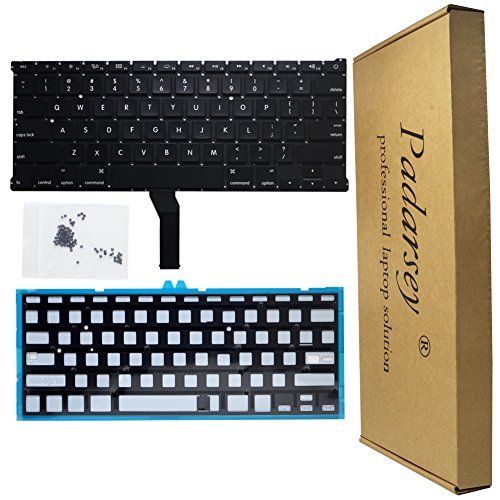 Product Cover Padarsey Replacement Backlight Backlit Keyboard with 80 PCE Screws Compatible for MacBook Air 13-Inch A1369 A1466 MC965LL MC966LL EMC 2559 MD231LL/A MD760LL/A Series 2011 2012 2013 2014 2015