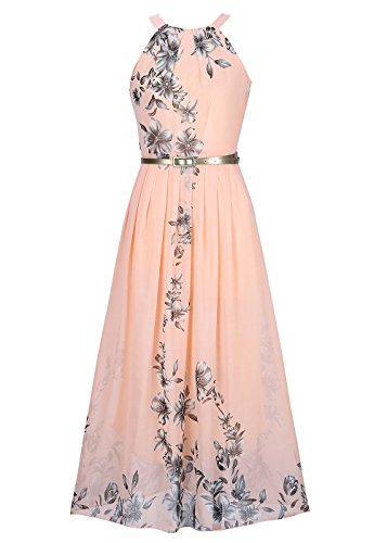 Product Cover Women's Sleeveless Halter Neck Vintage Floral Print Maxi Dress