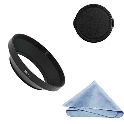 Product Cover SIOTI Camera Wide Angle Metal Lens Hood with Cleaning Cloth and Lens Cap Compatible with Leica/Fuji/Nikon/Canon/Samsung Standard Thread Lens(52mm)