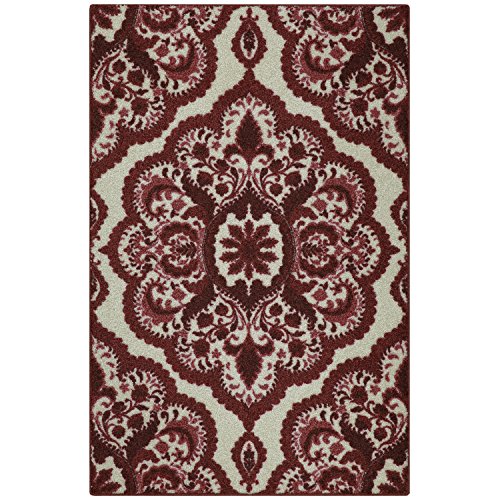 Product Cover Maples Rugs Kitchen Rug - Vivian 2.5 x 4 Non Skid Small Accent Throw Rugs [Made in USA] for Entryway and Bedroom, 2'6 x 3'10, Garnet Red