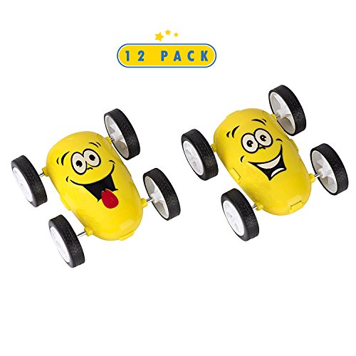 Product Cover 12 Pack Emoji Party Favors Friction Stunt Cars - Car Novelties Emoji Toys For Kids