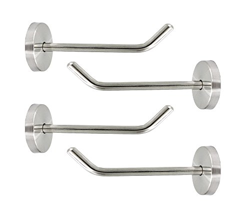 Product Cover NELXULAS Brushed Stainless Steel Single Heavy Duty Long Nose Wall Mount Hook, Fit for Kitchen,Bedroom,Living Room, Bathroom,Closets,Set of 4 in Pack (4)