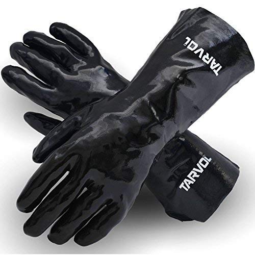 Product Cover Chemical Resistant PVC Gloves (HEAVY DUTY INDUSTRIAL GRADE) Long Cuff Provides Wrist & Forearm Protection - Perfect for Cleaning and Protection from Acid, Grease, Oil, Lab, Solvents, More!
