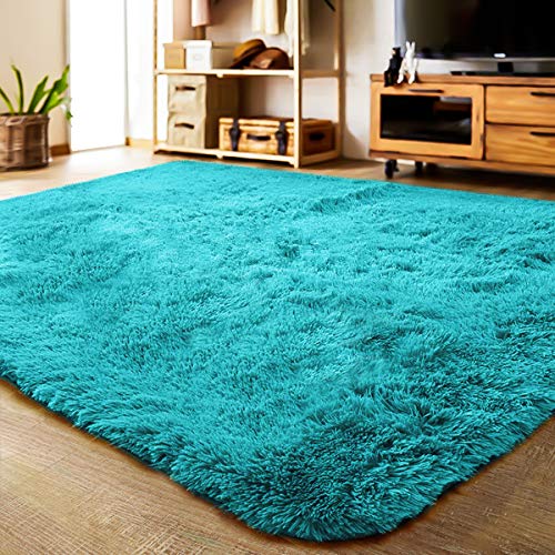 Product Cover LOCHAS Soft Indoor Modern Area Rugs Fluffy Living Room Carpets Suitable for Children Bedroom Decor Nursery Rugs 4 Feet by 5.3 Feet (Blue)
