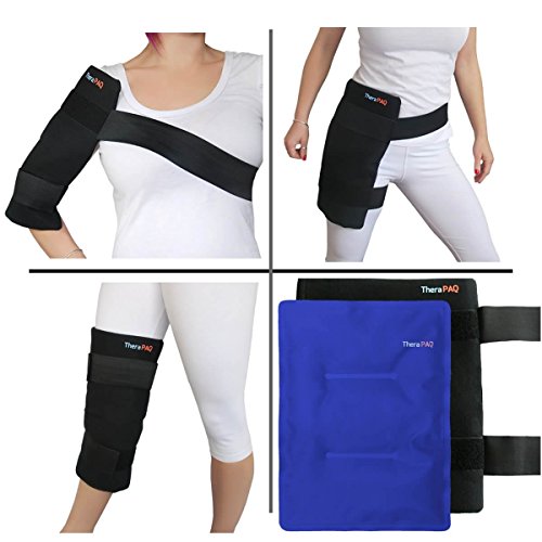 Product Cover Large Reusable Gel Ice Pack with Wrap by TheraPAQ - Hot & Cold Therapy for Hip, Shoulder, Back, Knee - Pain Relief for Injuries, Recovery, Swelling, Aches, Bruises & Sprains (XL Blue Pack: 14