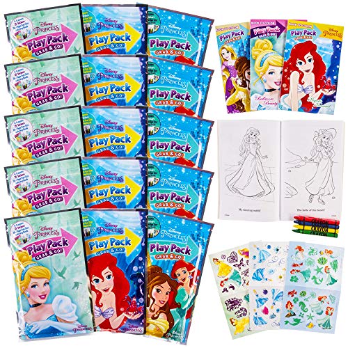 Product Cover Set Of 15 Princess Play Packs Fun Party Favors Coloring Book Crayons Stickers