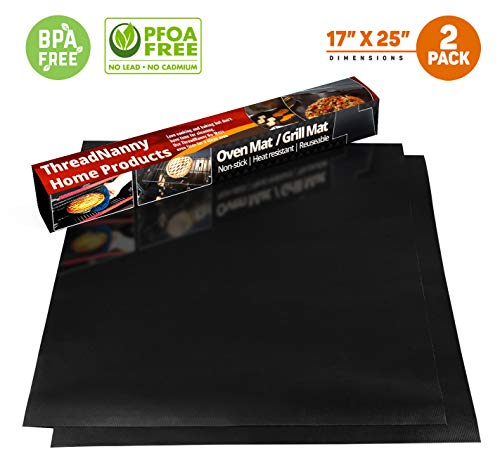 Product Cover 2 Pack Large Thick Heavy Duty Non Stick Teflon Oven Liners Mat, 17