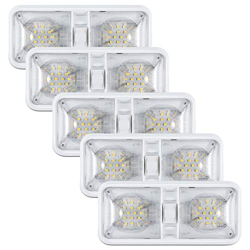 Product Cover Kohree 12V Led RV Ceiling Dome Light RV Interior Lighting for Trailer Camper with Switch, Natural White 4000-4500K 600 Lumens (Pack of 5)