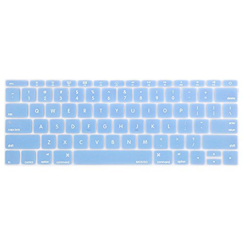Product Cover MOSISO Silicone Keyboard Cover Protective Skin Compatible with MacBook Pro 13 inch 2017 & 2016 Release A1708 Without Touch Bar, MacBook 12 inch A1534, Airy Blue