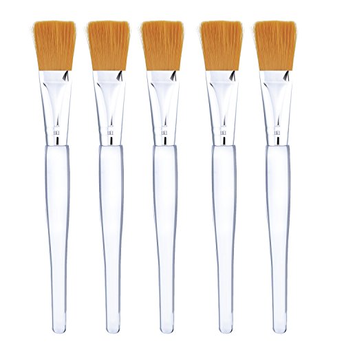 Product Cover Silver : Mudder Facial Mask Brush Makeup Brushes Cosmetic Tools with Clear Plastic Handle, 5 Pack (Silver)