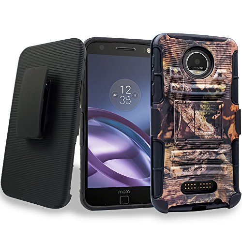Product Cover Moto Z Force Case, Moto Z Force Droid Case, Mstechcorp [Heavy Duty] Protective Case with [Belt Clip] Holster and [Kickstand] Rugged Case for Motorola Moto Z Force Droid- with Goodie (Camo)