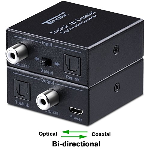 Product Cover Optical to Coax, Tendak Optical SPDIF Toslink to Coaxial and Coaxial to Optical SPDIF Toslink Bi-Directional Swtich Digital Audio Converter Splitter Adapter