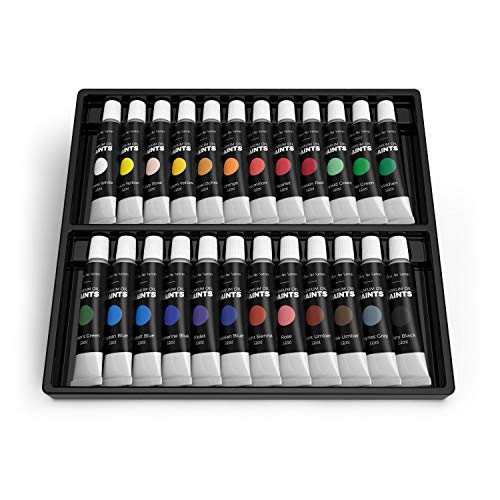 Product Cover Castle Art Supplies Oil Paint Set - 24 Vibrant Colors in Tubes - Excellent Value Supplies with Beautiful Saturation and Coverage. This Set Makes it Easy and Fun to Explore Oil Painting