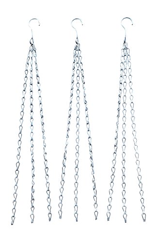 Product Cover Nickannys Heavy Duty 24 Inch Hanging Flower Basket Galvanized Replacement Chain -3 Point Garden Plant Hanger (3 pk Heavy Weight-100 LB.)