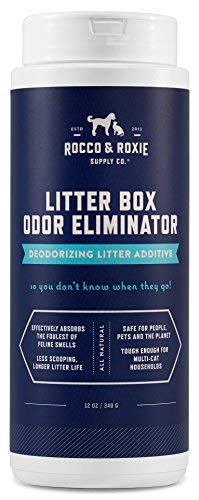 Product Cover Rocco & Roxie Litter Box Odor Eliminator - Best Natural Urine Deodorizer for Cat Litter Boxes - You Won't Need to Change The Cat Litter as Often - Fresh Scent - Safe for Kitty (12 oz Bottle)