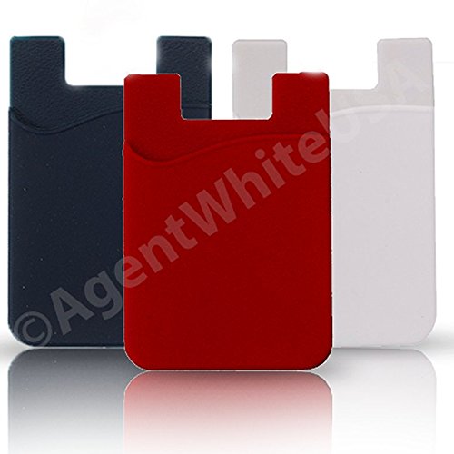 Product Cover Agentwhiteusa Cell Phone Stick on Wallet (for Credit Card, Business Card & Id) Compatible with iPhone, Android & Most Smartphones (Red, White, Blue)