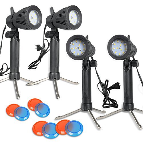 Product Cover Slow Dolphin 4 Sets Continuous 12 LED Portable Light Lamp Lighting Kit for Table Top Photography Photo Studio with Color Filters(8 Pack)