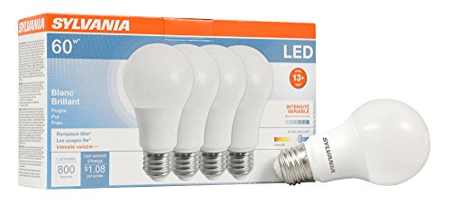 Product Cover Sylvania Home Lighting 78038 A19 Sylvania Ultra 60W Equivalent LED Light Bulb, Dimmable, 60W Equivalent (Efficient 9W), Bright White 3500K , 4 Piece