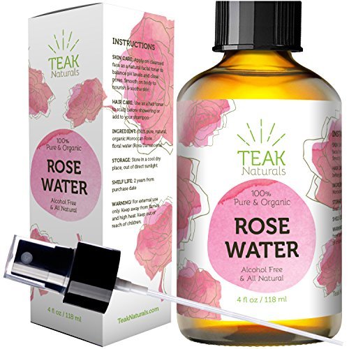 Product Cover ROSE WATER TONER by Teak Naturals, 100% Organic Natural Moroccan Rosewater (Chemical Free) 4 oz