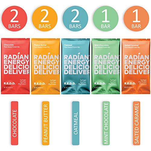 Product Cover REDD Plant Based Protein Bar 8 Bar Variety Pack - 2 each Chocolate, Oat, Peanut Butter 1 each Mint, Salted