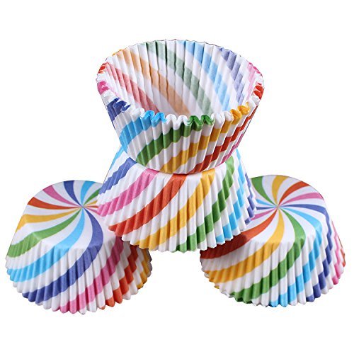 Product Cover LetGoShop Baking Cups- Disposable Cupcake Liners Muffin Paper Cups Pack of 100 (Rainbow)