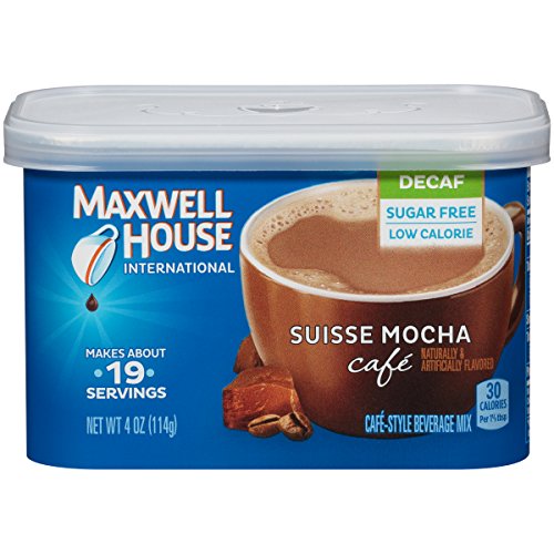 Product Cover Maxwell House International Cafe Decaf Suisse Mocha Instant Coffee (4 oz Canister), pack of 4