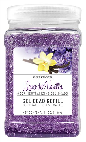 Product Cover Smells Begone Odor Eliminator Gel Bead Refill - Eliminates Odor from Bathrooms, Boats, Cars, RVs and Pet Areas - Formulated with Natural Essential Oils (48 OZ) (Lavender Vanilla)