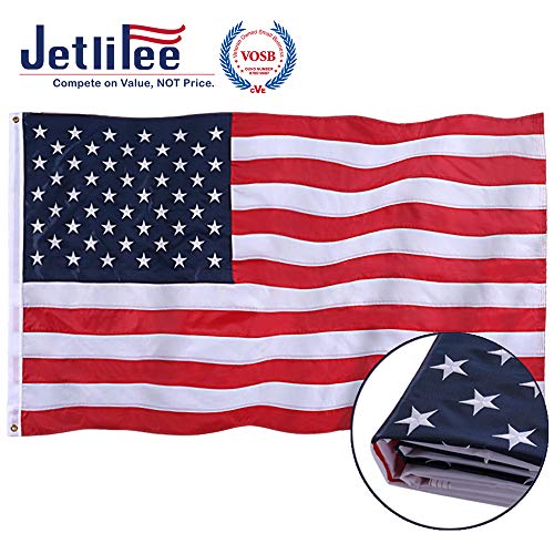 Product Cover Jetlifee American Flag 3x5 Ft Embroidered Stars, Sewn Stripes, Brass Grommets US Flag.Outdoors Indoors USA Flags Polyester 3 x 5 Foot.