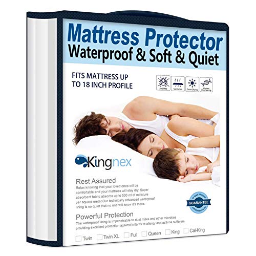 Product Cover Kingnex Extra Long Waterproof Bamboo Mattress Protector Twin XL Hypoallergenic Breathable Fitted Matress Protection Cover