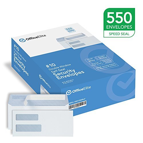 Product Cover #10 Double Window Envelopes - 550 Per Box - SELF SEAL - Security Envelopes - Designed for Business Statements, QuickBooks Invoices, and Legal Documents - Peel & Seal - 4 1/8