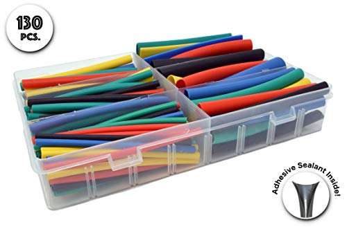 Product Cover 130 PC. Dual Wall Adhesive Marine Heat Shrink Kit - 3:1 Shrink Ratio - Multi-Color