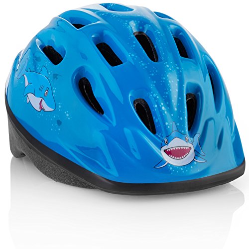 Product Cover TeamObsidian Kids Bike Helmet [ Blue Shark ] - Adjustable from Toddler to Youth Size, Ages 3-7 - Durable Kid Bicycle Helmets with Fun Designs Boys Will Love - CPSC Certified - FunWave