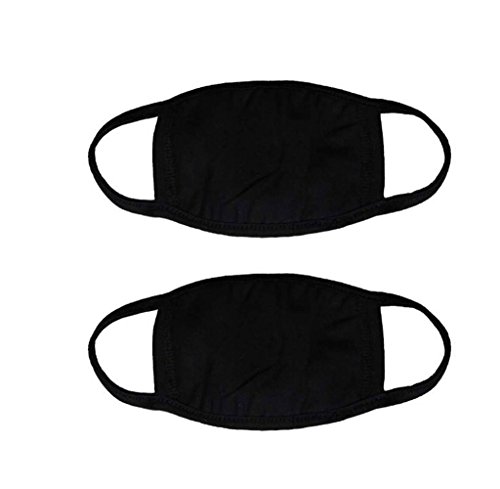 Product Cover 2 Pcs Unisex Adult Cotton Blend Ear Loop Face Mouth Mask Anti Dust Warm Ski Cycling Safety K-pop Fashion Mask Various Use (Black)
