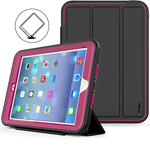Product Cover iPad Mini 1 2 3 Case (Not for mini4), SEYMAC stock Shockproof Leather Stand case,Smart Cover Case with Auto Wake/Sleep Function for Apple iPad Mini 1st, 2nd and 3rd Generation (Rose)