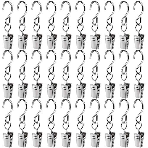 Product Cover Teenitor Gutter Hangers for Lights, Stainless Steel Party Light Hanger Multifunction Outdoor Activities Wire Holder for String Party Lights, Set of 30