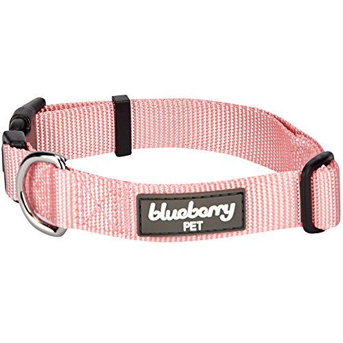 Product Cover Blueberry Pet 32 Colors Classic Dog Collar, Baby Pink, Large, Neck 18
