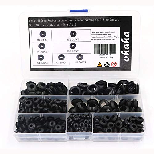 Product Cover Ohaha 260pcs Rubber Grommet Assortment Wiring Coil Wire Gasket M3 / M4 / M5 / M6 / M8 / M10 / M12