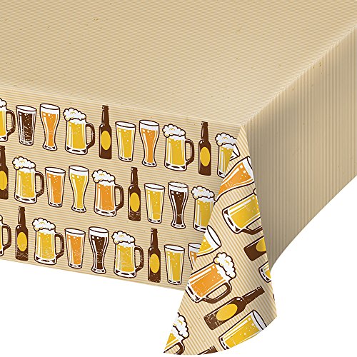 Product Cover Creative Converting 324453 Cheers & Beers Plastic Border Print Tablecover, 54