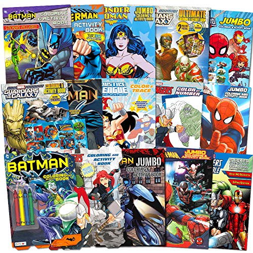 Product Cover Superhero Ultimate Coloring Book Assortment ~ 15 Books Featuring Avengers, Spiderman, Justice League, Batman and More (Includes Stickers)