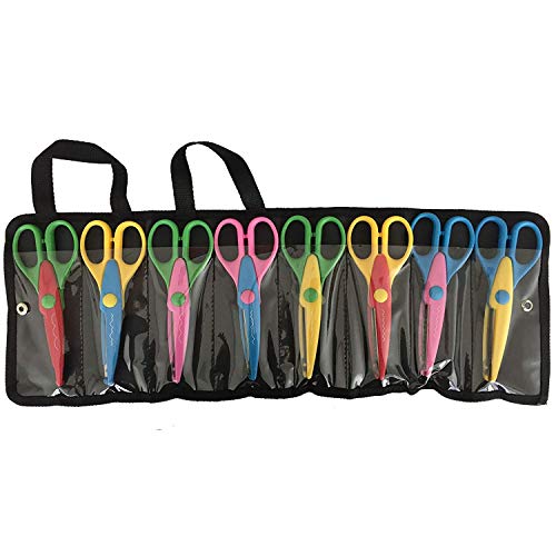 Product Cover Exerz 8 PCS DIY Art & Craft Scissors with a Carrying Bag/Pocket Decorative Edge for Kids Fun Scrapbooking Pattern Scissors (EX-CC8)