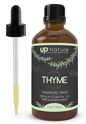 Product Cover UpNature - Thyme Essential Oil - Pure, Unrefined, Non-GMO - Relieves Sore Throats - Prevent Yeast Infections - Treats Stomach Aches - With Dropper (4 oz.)
