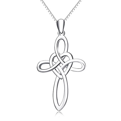 Product Cover YFN Celtic Knot Cross Necklace Sterling Silver Infinity Love Heart Pendant Necklace